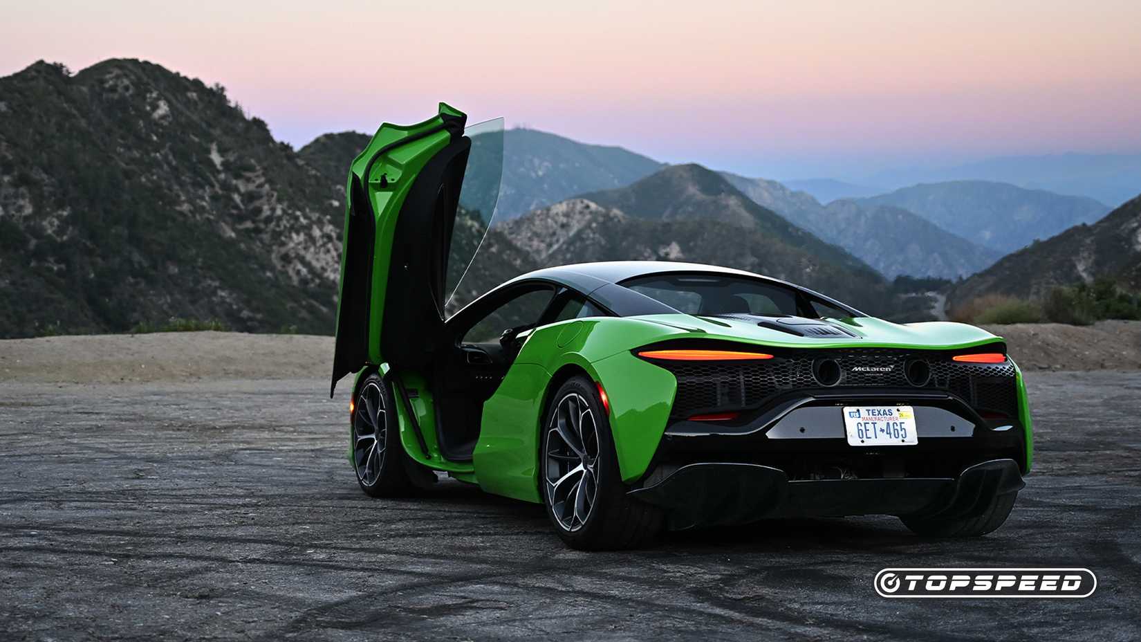 2025 green McLaren Artura rear 3/4