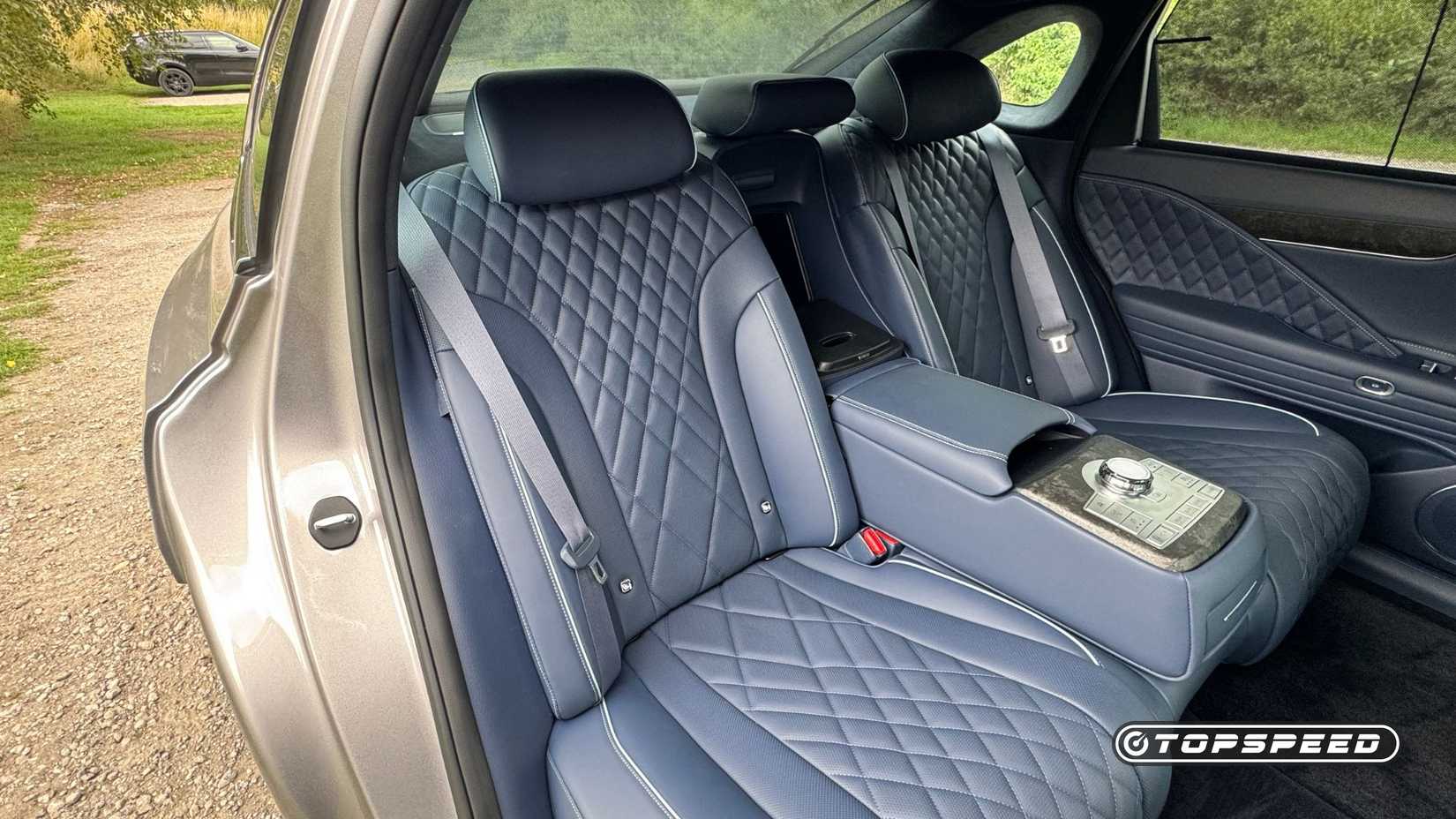 Close-up shot of the rear seats in the 2026 Genesis Electrified G80.