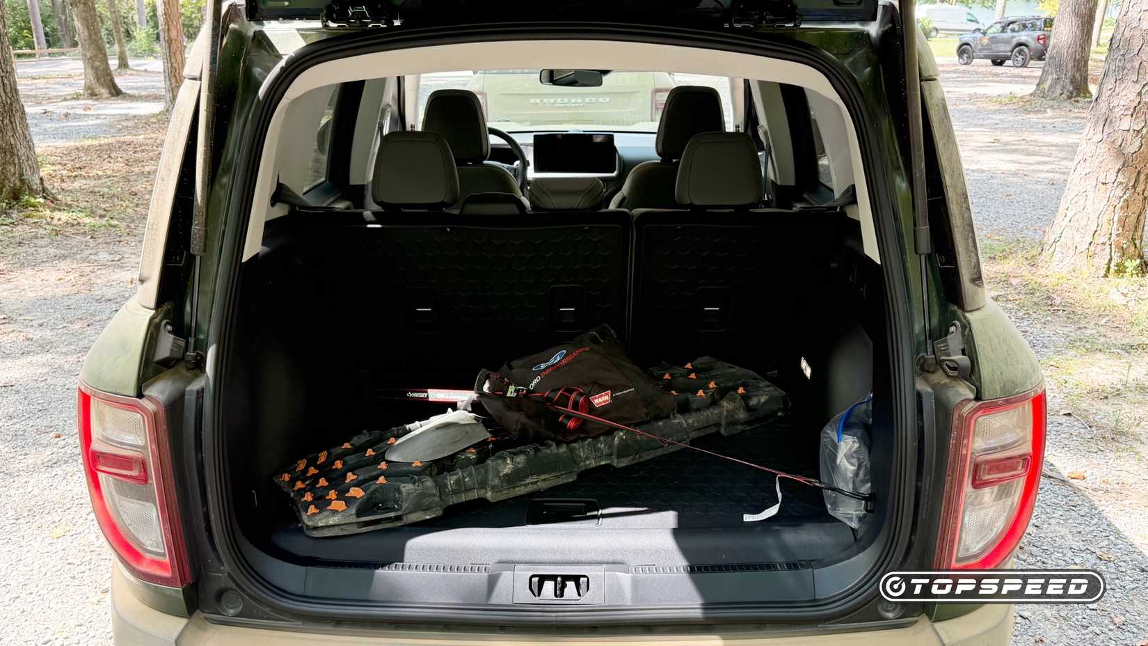 2025 Ford Bronco Sport Badlands with Sasquatch Package rear cargo area with recovery equipment