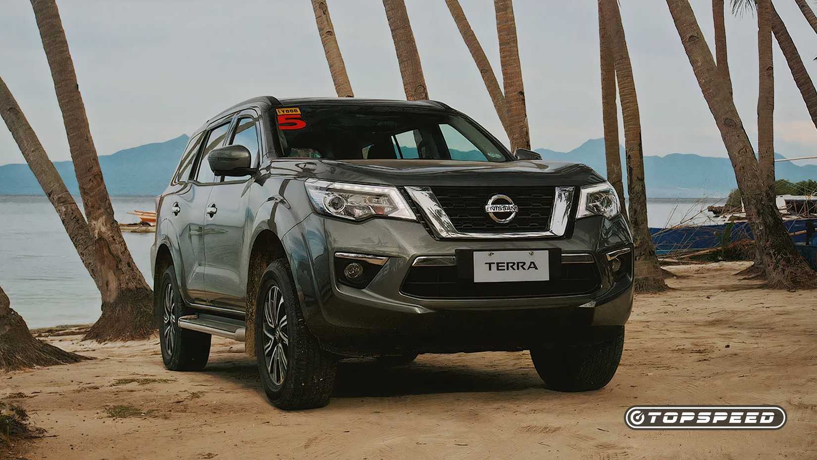Front 3/4 view of a 2019 Nissan Terra