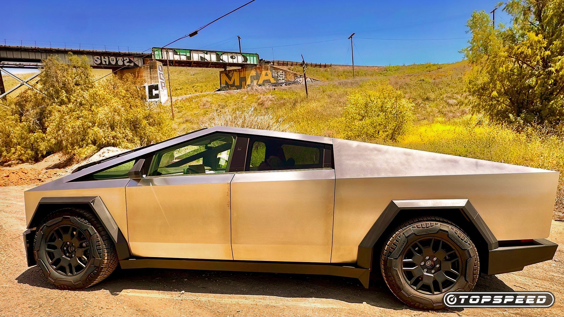 2025 Tesla Cybertruck Sitting On The Shoulder Of The Highway