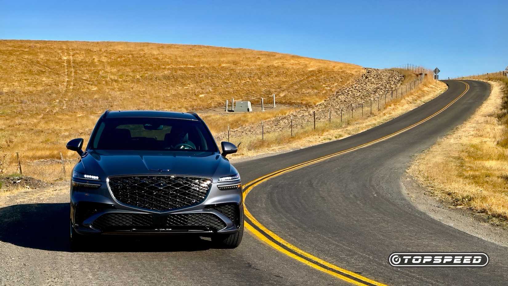 2026 Genesis GV70 3.5T Sport Prestige AWD Exterior Front On Road