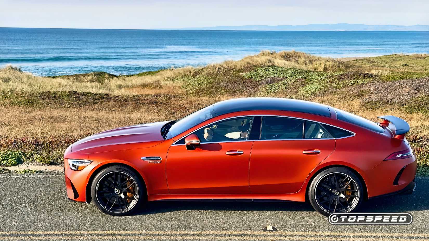 2026 Mercedes-AMG GT63 S E Performance Exterior Left Profile Ocean Bkgrnd