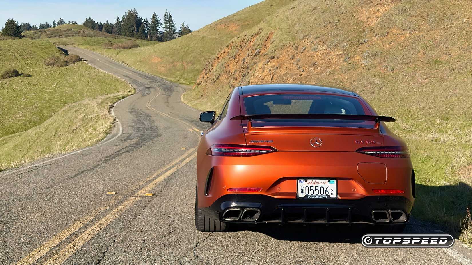 2026 Mercedes-AMG GT 63 S E Performance Exterior Rear Straight On on road