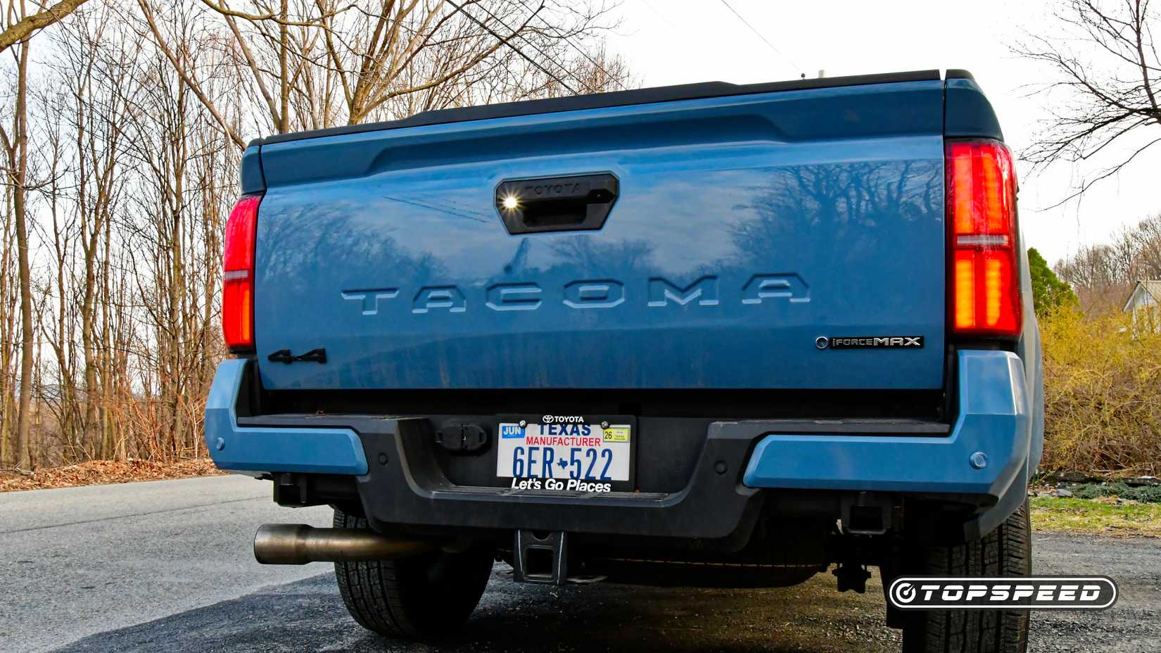 Rear shot of a 2026 Toyota Tacoma TRD Sport's tail gate