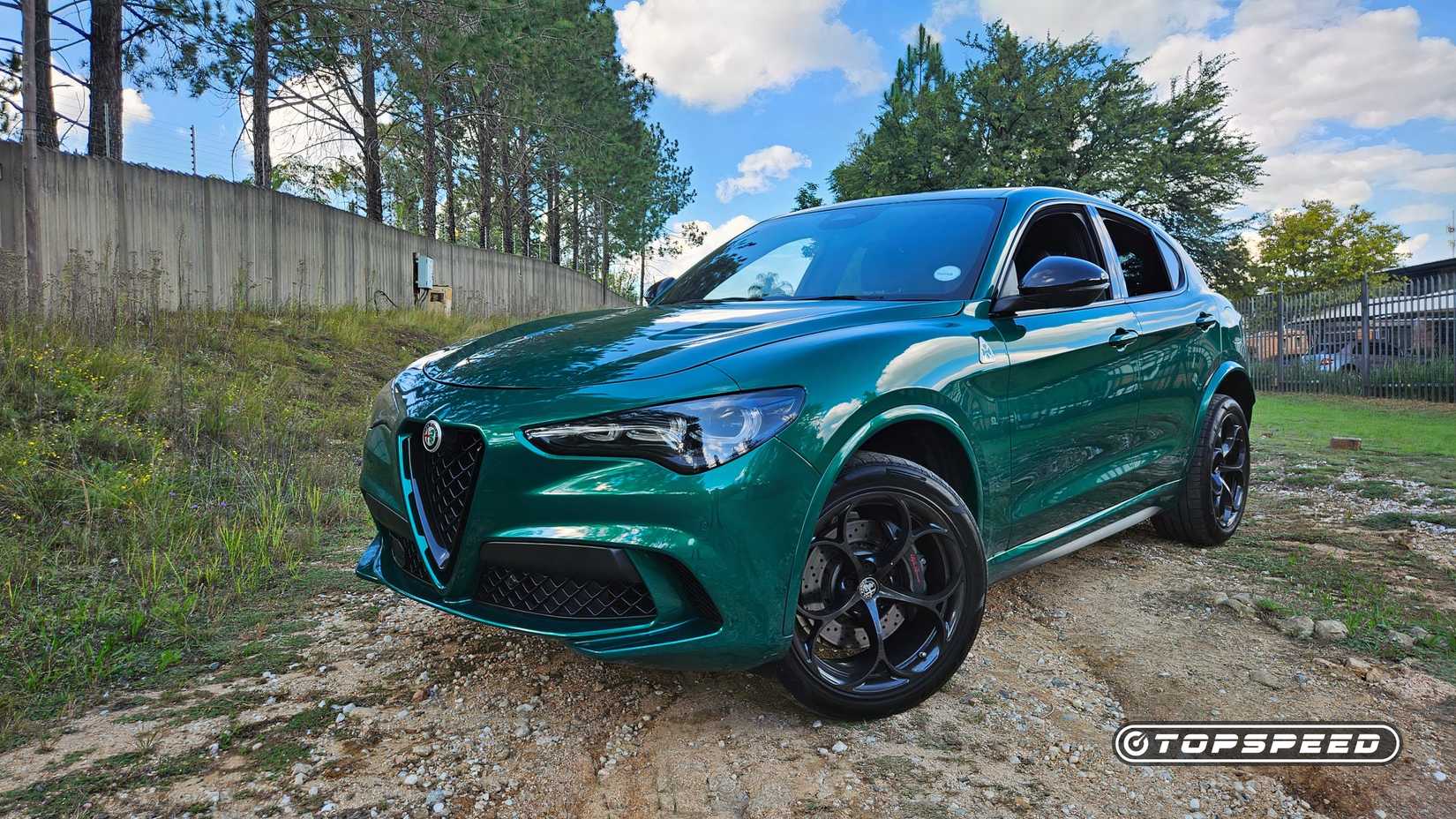 2026 Alfa Romeo Stelvio Quadrifoglio front shot parked off-road