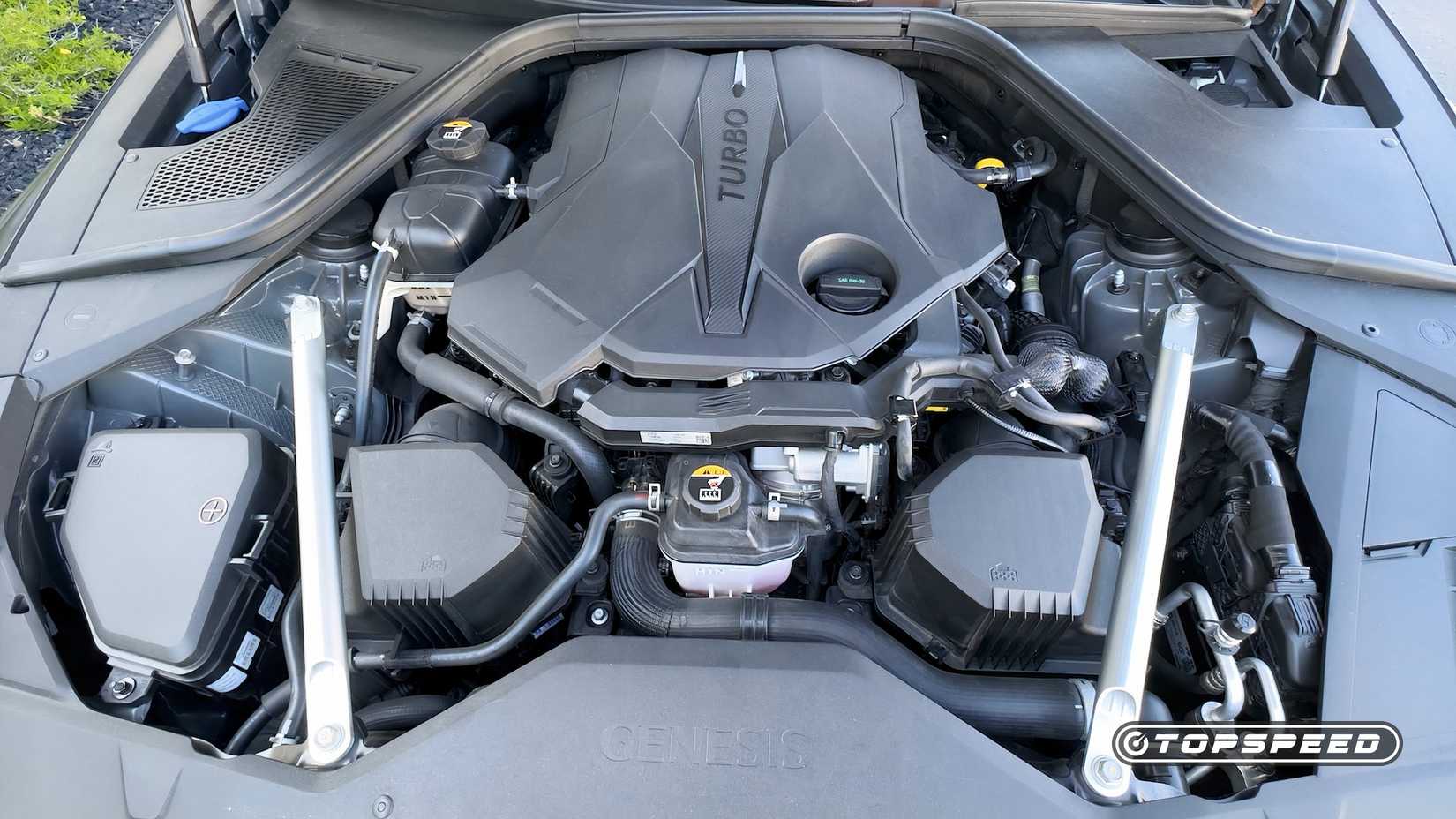 Close-up shot of a Genesis G80 3.5T AWD Engine