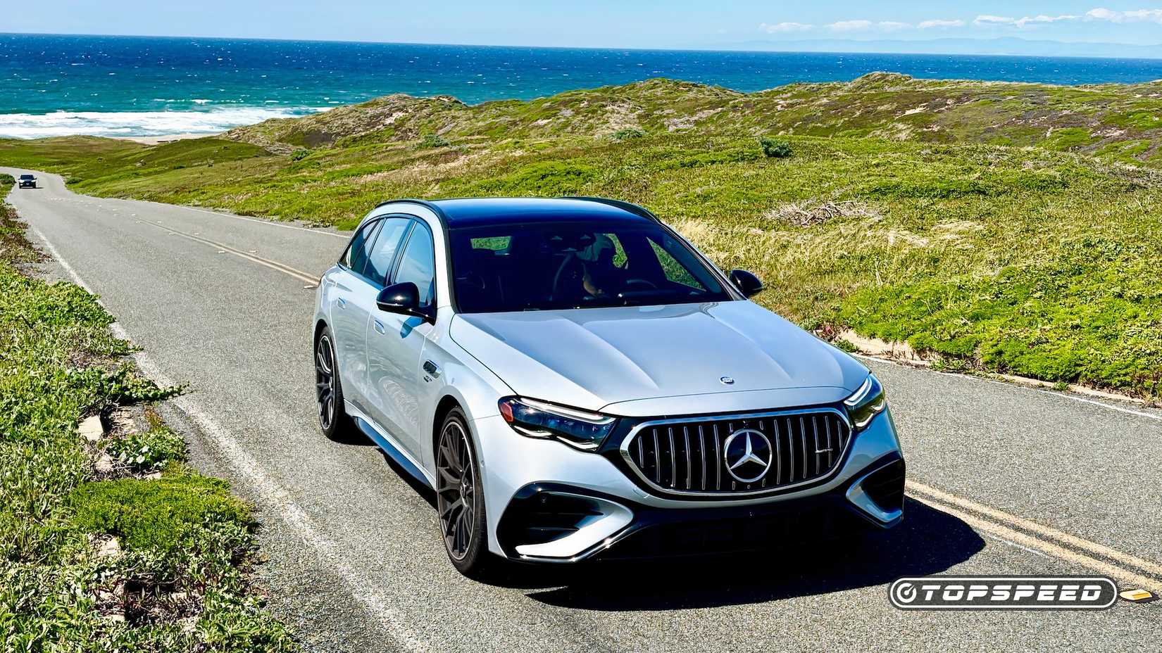 Mercedes-AMG E 53 Hybrid Wagon - Exterior - Front #.25 - Left - On Road