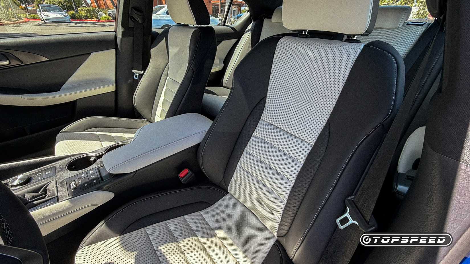 Interior shot of the 2026 Lexus IS 350 F Sport showing the front seats