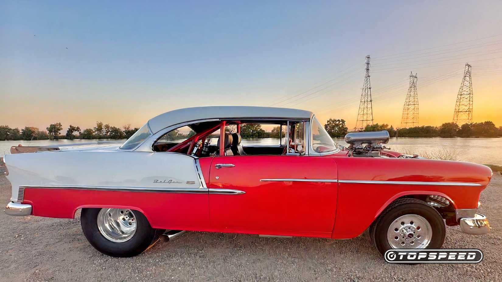 A side view of a 1955 Chevy Bel Air Tri-Five